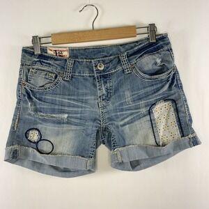 VTG First Kiss Womens Y2K Embroidered Boho Shorts Sz 7 Festival Soft Grunge 00s